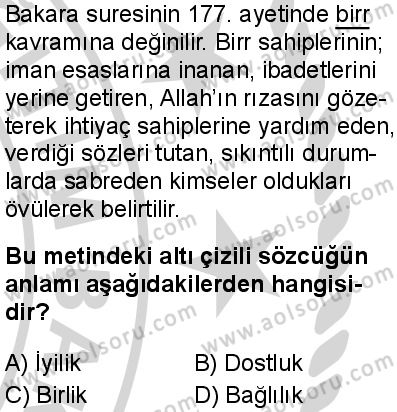 Din Kültürü ve Ahlak Bilgisi 1 Dersi 2024-2025 yılı 2. Dönem sınavı 9. Soru Din Kültürü ve Ahlak Bilgisi 1 Dersi 2024-2025 yılı 2. Dönem sınavı 9. Soru