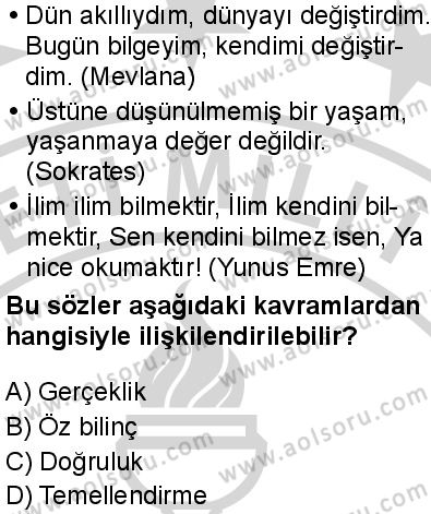 Felsefe 1 Dersi 2024-2025 yılı 2. Dönem sınavı 1. Soru Felsefe 1 Dersi 2024-2025 yılı 2. Dönem sınavı 1. Soru
