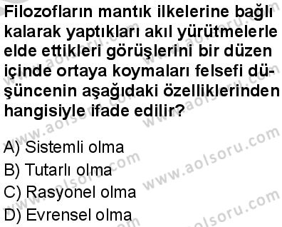 Felsefe 1 Dersi 2024-2025 yılı 2. Dönem sınavı 5. Soru Felsefe 1 Dersi 2024-2025 yılı 2. Dönem sınavı 5. Soru