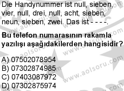 Almanca 1 Dersi 2024-2025 yılı 2. Dönem sınavı 7. Soru Almanca 1 Dersi 2024-2025 yılı 2. Dönem sınavı 7. Soru