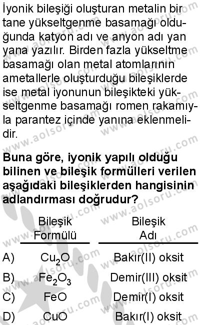 Kimya 2 Dersi 2024-2025 yılı 2. Dönem sınavı 3. Soru Kimya 2 Dersi 2024-2025 yılı 2. Dönem sınavı 3. Soru