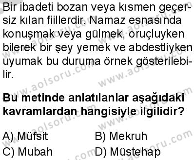 Fıkıh 1 Dersi 2024-2025 yılı 2. Dönem sınavı 8. Soru Fıkıh 1 Dersi 2024-2025 yılı 2. Dönem sınavı 8. Soru