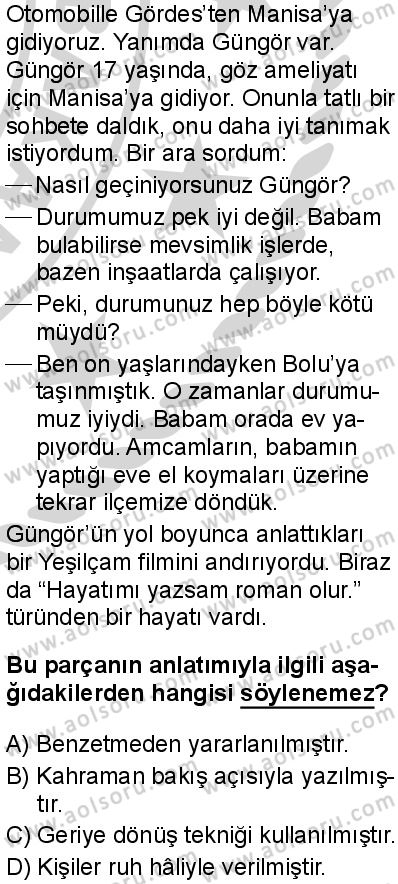 Türk Dili ve Edebiyatı 4 Dersi 2024-2025 yılı 2. Dönem sınavı 9. Soru Türk Dili ve Edebiyatı 4 Dersi 2024-2025 yılı 2. Dönem sınavı 9. Soru
