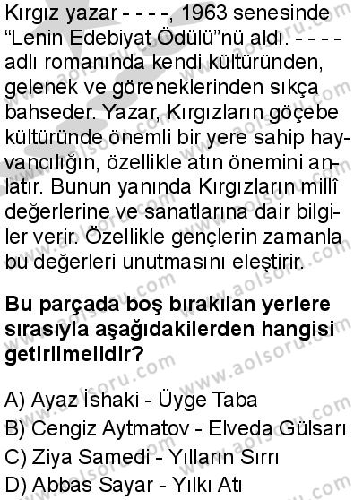 Türk Dili ve Edebiyatı 8 Dersi 2024-2025 yılı 2. Dönem sınavı 5. Soru Türk Dili ve Edebiyatı 8 Dersi 2024-2025 yılı 2. Dönem sınavı 5. Soru