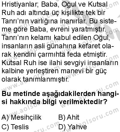 Dinler Tarihi 1 Dersi 2024-2025 yılı 2. Dönem sınavı 9. Soru Dinler Tarihi 1 Dersi 2024-2025 yılı 2. Dönem sınavı 9. Soru