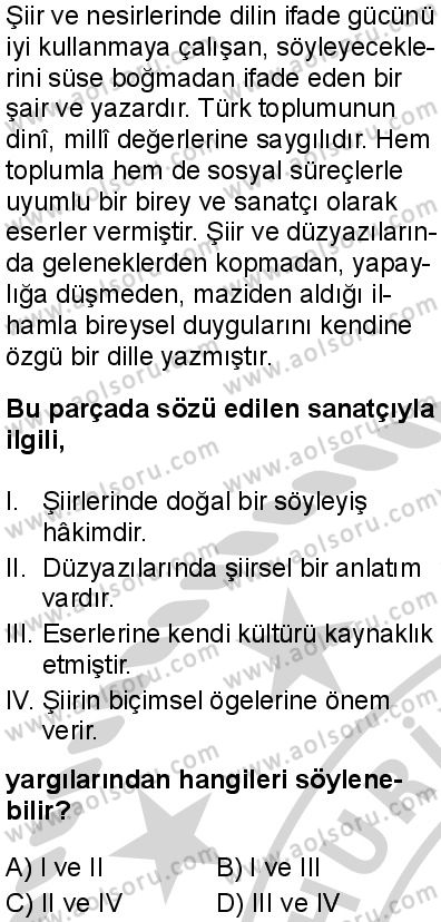 Seçmeli Türk Dili ve Edebiyatı 4 Dersi 2024-2025 yılı 2. Dönem sınavı 3. Soru Seçmeli Türk Dili ve Edebiyatı 4 Dersi 2024-2025 yılı 2. Dönem sınavı 3. Soru