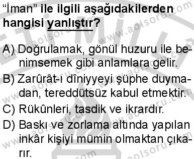 Akaid 1 Dersi 2024-2025 yılı 2. Dönem sınavı 4. Soru Akaid 1 Dersi 2024-2025 yılı 2. Dönem sınavı 4. Soru