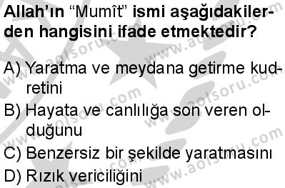 Akaid 1 Dersi 2024-2025 yılı 2. Dönem sınavı 9. Soru Akaid 1 Dersi 2024-2025 yılı 2. Dönem sınavı 9. Soru