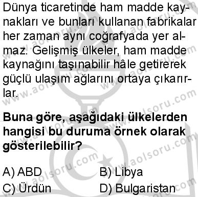 Seçmeli Coğrafya 2 Dersi 2024-2025 yılı 2. Dönem sınavı 5. Soru Seçmeli Coğrafya 2 Dersi 2024-2025 yılı 2. Dönem sınavı 5. Soru