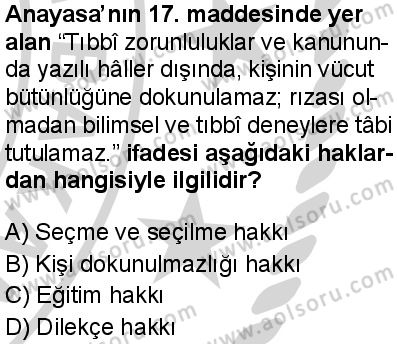 Seçmeli Demokrasi ve İnsan Hakları 1 Dersi 2024-2025 yılı 2. Dönem sınavı 6. Soru Seçmeli Demokrasi ve İnsan Hakları 1 Dersi 2024-2025 yılı 2. Dönem sınavı 6. Soru