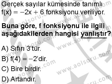 Matematik 1 Dersi 2024-2025 yılı 2. Dönem sınavı 6. Soru Matematik 1 Dersi 2024-2025 yılı 2. Dönem sınavı 6. Soru