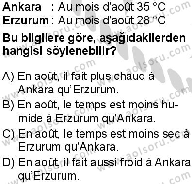 Fransızca 6 Dersi 2024-2025 yılı 2. Dönem sınavı 9. Soru Fransızca 6 Dersi 2024-2025 yılı 2. Dönem sınavı 9. Soru