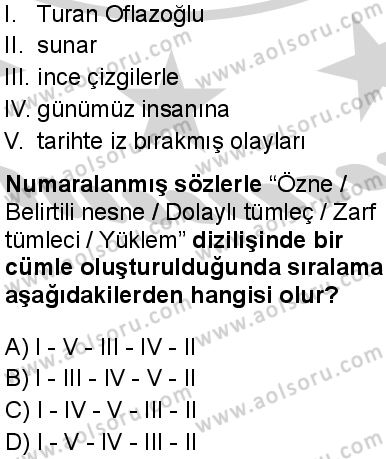 Seçmeli Türk Dili ve Edebiyatı 1 Dersi 2024-2025 yılı 2. Dönem sınavı 1. Soru Seçmeli Türk Dili ve Edebiyatı 1 Dersi 2024-2025 yılı 2. Dönem sınavı 1. Soru