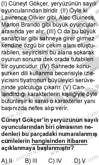 Seçmeli Türk Dili ve Edebiyatı 1 Dersi 2024-2025 yılı 2. Dönem sınavı 8. Soru Seçmeli Türk Dili ve Edebiyatı 1 Dersi 2024-2025 yılı 2. Dönem sınavı 8. Soru