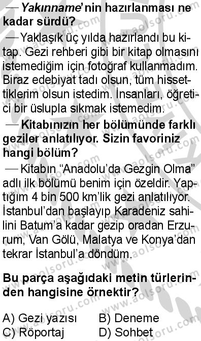 Seçmeli Türk Dili ve Edebiyatı 2 Dersi 2024-2025 yılı 2. Dönem sınavı 2. Soru Seçmeli Türk Dili ve Edebiyatı 2 Dersi 2024-2025 yılı 2. Dönem sınavı 2. Soru