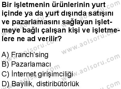 Seçmeli Girişimcilik 2 Dersi 2024-2025 yılı 2. Dönem sınavı 7. Soru Seçmeli Girişimcilik 2 Dersi 2024-2025 yılı 2. Dönem sınavı 7. Soru