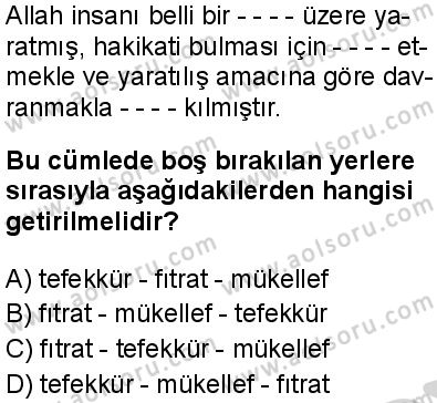 Din Kültürü ve Ahlak Bilgisi 1 Dersi 2024-2025 yılı 3. Dönem sınavı 1. Soru