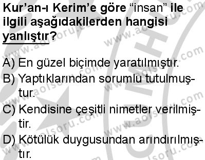 Din Kültürü ve Ahlak Bilgisi 1 Dersi 2024-2025 yılı 3. Dönem sınavı 2. Soru