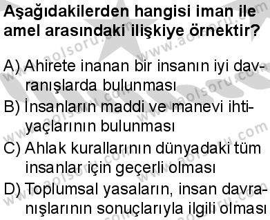 Din Kültürü ve Ahlak Bilgisi 1 Dersi 2024-2025 yılı 3. Dönem sınavı 6. Soru
