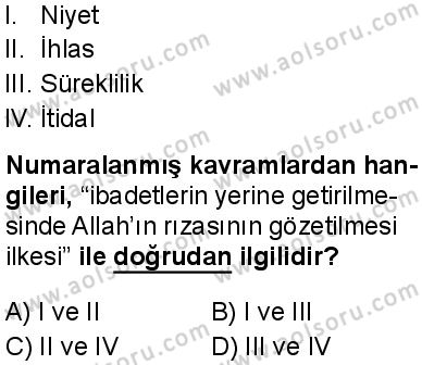 Din Kültürü ve Ahlak Bilgisi 1 Dersi 2024-2025 yılı 3. Dönem sınavı 7. Soru