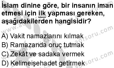 Din Kültürü ve Ahlak Bilgisi 1 Dersi 2024-2025 yılı 3. Dönem sınavı 8. Soru