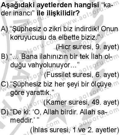 Din Kültürü ve Ahlak Bilgisi 1 Dersi 2024-2025 yılı 3. Dönem sınavı 9. Soru