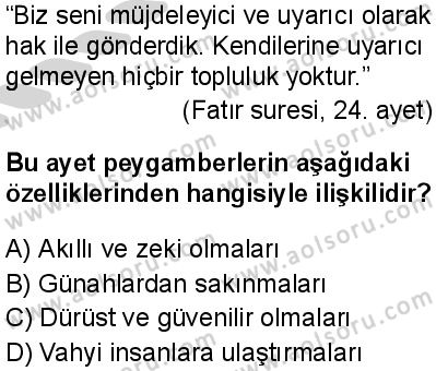 Din Kültürü ve Ahlak Bilgisi 1 Dersi 2024-2025 yılı 3. Dönem sınavı 10. Soru