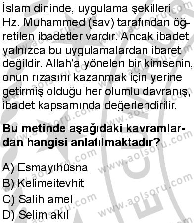 Din Kültürü ve Ahlak Bilgisi 2 Dersi 2024-2025 yılı 3. Dönem sınavı 2. Soru