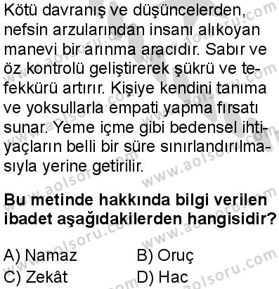 Din Kültürü ve Ahlak Bilgisi 2 Dersi 2024-2025 yılı 3. Dönem sınavı 3. Soru