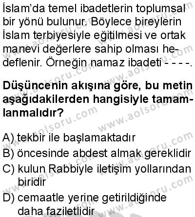 Din Kültürü ve Ahlak Bilgisi 2 Dersi 2024-2025 yılı 3. Dönem sınavı 4. Soru
