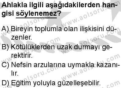 Din Kültürü ve Ahlak Bilgisi 2 Dersi 2024-2025 yılı 3. Dönem sınavı 7. Soru