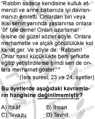 Din Kültürü ve Ahlak Bilgisi 2 Dersi 2024-2025 yılı 3. Dönem sınavı 9. Soru