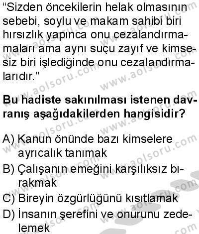 Din Kültürü ve Ahlak Bilgisi 5 Dersi 2024-2025 yılı 3. Dönem sınavı 1. Soru