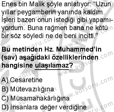 Din Kültürü ve Ahlak Bilgisi 5 Dersi 2024-2025 yılı 3. Dönem sınavı 2. Soru