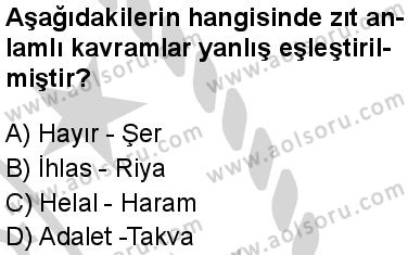 Din Kültürü ve Ahlak Bilgisi 5 Dersi 2024-2025 yılı 3. Dönem sınavı 9. Soru