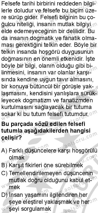 Felsefe 1 Dersi 2024-2025 yılı 3. Dönem sınavı 1. Soru