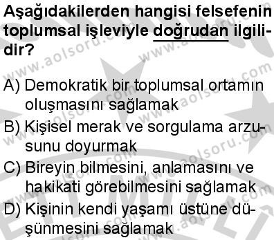 Felsefe 1 Dersi 2024-2025 yılı 3. Dönem sınavı 5. Soru