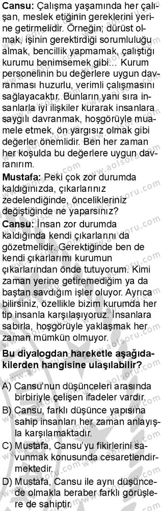 Felsefe 1 Dersi 2024-2025 yılı 3. Dönem sınavı 8. Soru