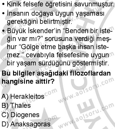 Felsefe 3 Dersi 2024-2025 yılı 3. Dönem sınavı 1. Soru
