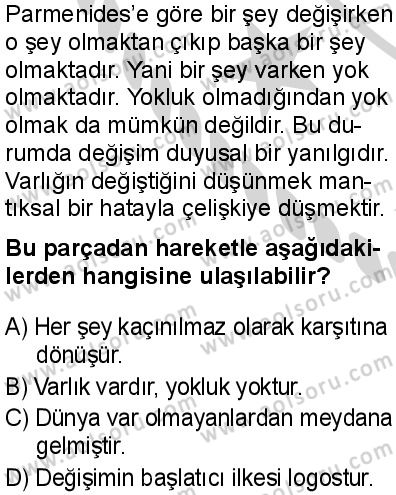 Felsefe 3 Dersi 2024-2025 yılı 3. Dönem sınavı 2. Soru