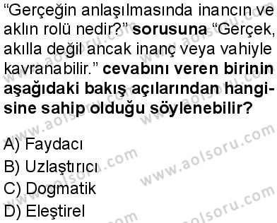Felsefe 3 Dersi 2024-2025 yılı 3. Dönem sınavı 6. Soru