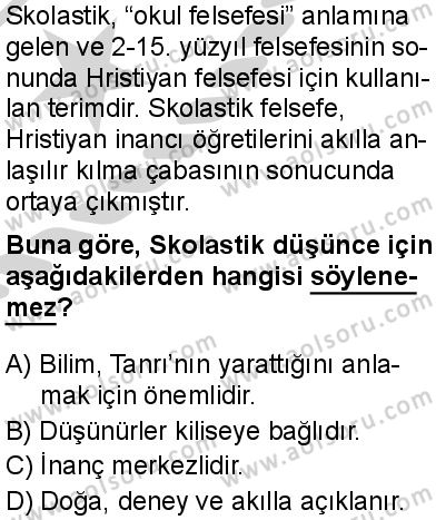 Felsefe 3 Dersi 2024-2025 yılı 3. Dönem sınavı 9. Soru