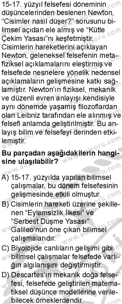 Felsefe 3 Dersi 2024-2025 yılı 3. Dönem sınavı 10. Soru