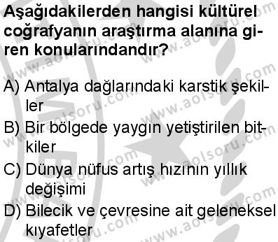 Coğrafya 1 Dersi 2024-2025 yılı 3. Dönem sınavı 1. Soru