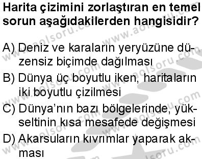 Coğrafya 1 Dersi 2024-2025 yılı 3. Dönem sınavı 4. Soru