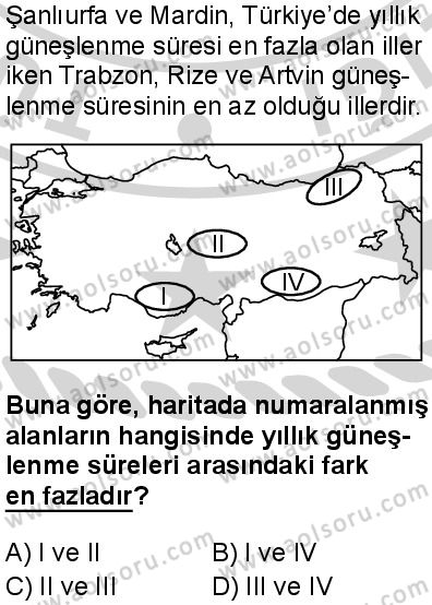 Coğrafya 1 Dersi 2024-2025 yılı 3. Dönem sınavı 9. Soru