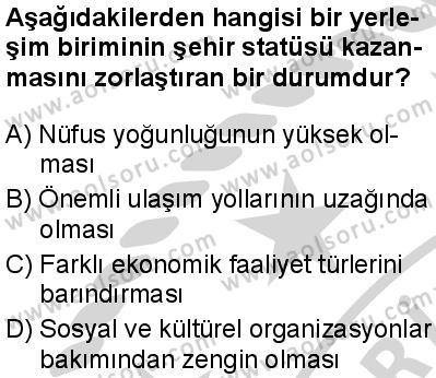 Seçmeli Coğrafya 1 Dersi 2024-2025 yılı 3. Dönem sınavı 5. Soru