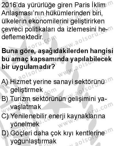 Seçmeli Coğrafya 3 Dersi 2024-2025 yılı 3. Dönem sınavı 2. Soru