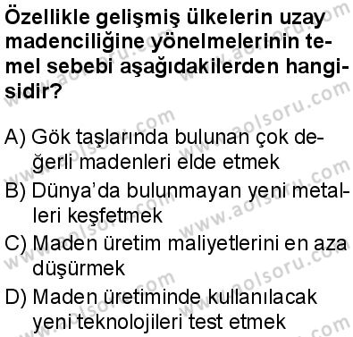 Seçmeli Coğrafya 3 Dersi 2024-2025 yılı 3. Dönem sınavı 5. Soru