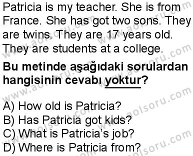 İngilizce 1 Dersi 2024-2025 yılı 3. Dönem sınavı 9. Soru